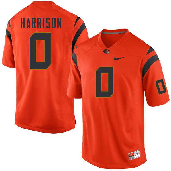 Men #0 Tre'Shaun Harrison Oregon State Beavers College Football Jerseys Sale-Orange